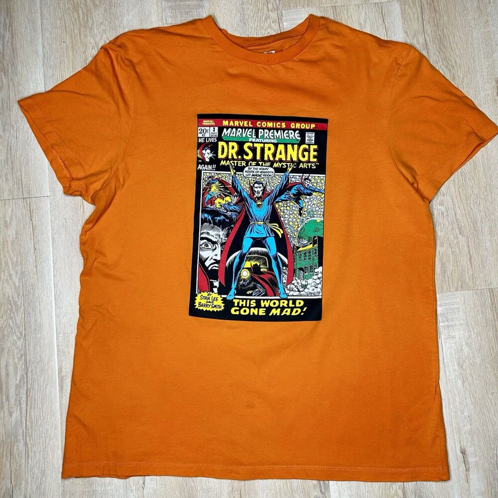Marvel Dr. Strange Graphic T-Shirt – Bright Orange Size Large